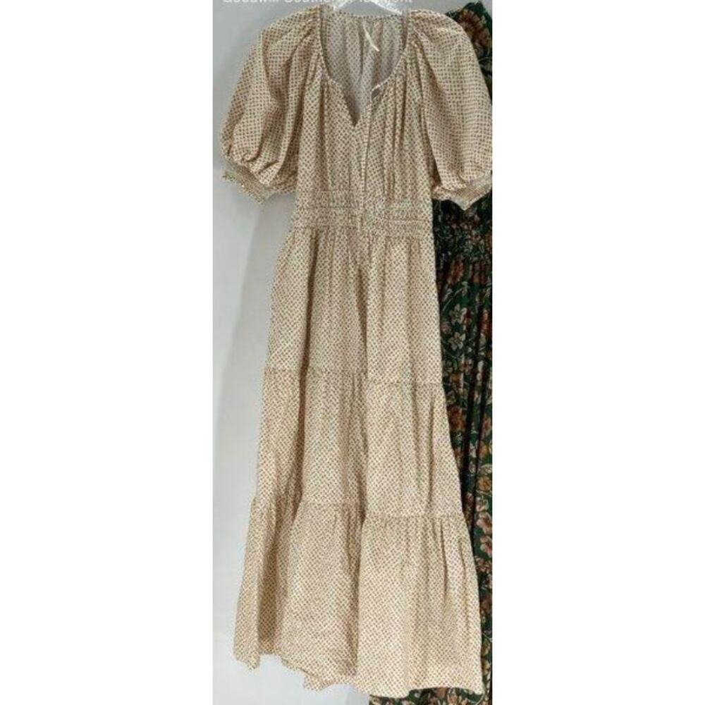 Anthropologie The Somerset Maxi Dress Puff-Sleeve Tiered Dot Medium - Picture 3 of 3